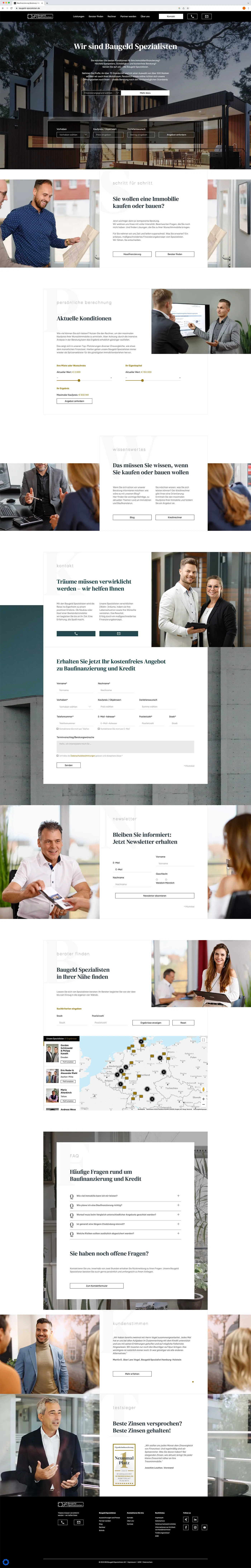 Screenshot neues Webdesign der Baugeld Spezialisten Startseite