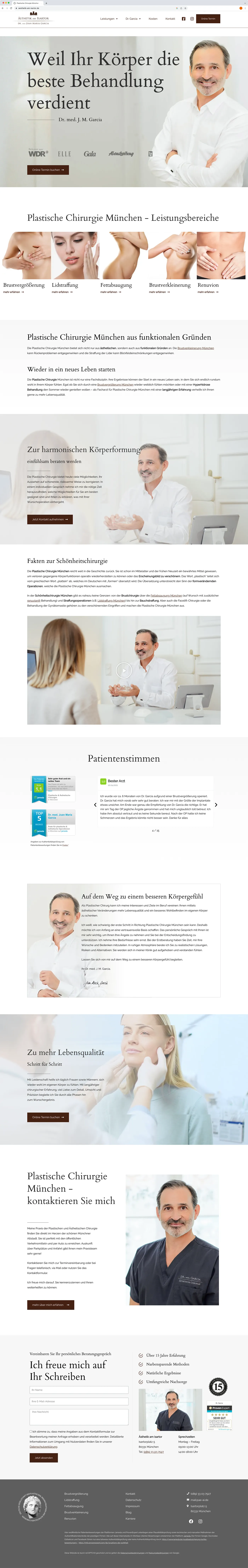 Screenshot neues Webdesign der Ästhetik am Isartor Startseite