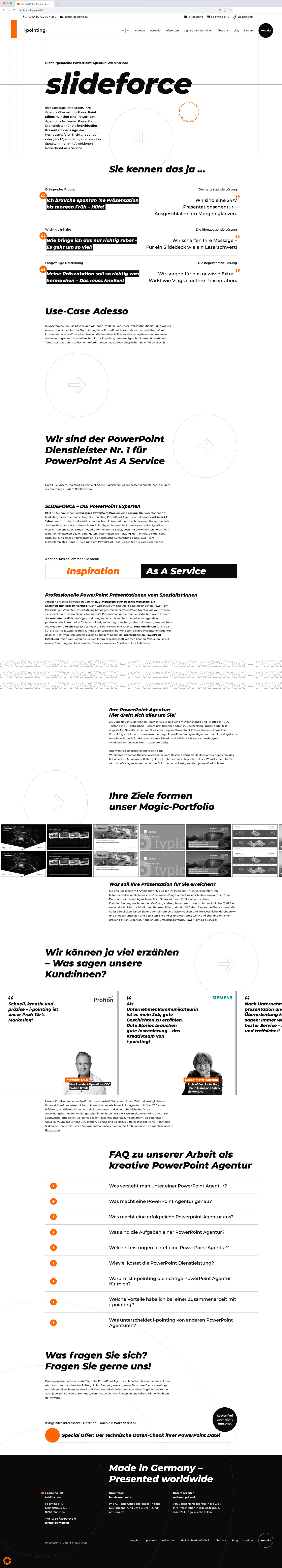 Screenshot neues Webdesign der i-pointing Startseite